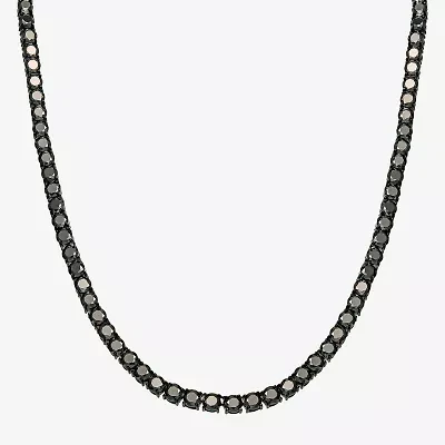 Shaquille O'Neal XLG Mens Black Cubic Zirconia Stainless Steel 22 Inch Tennis Necklace