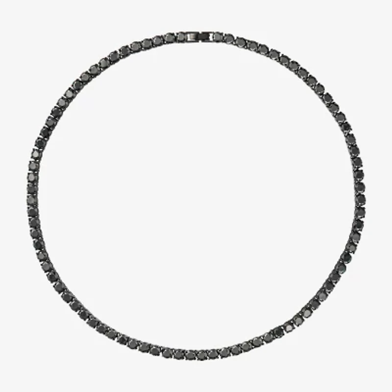 Shaquille O'Neal XLG Mens Black Cubic Zirconia Stainless Steel 22 Inch Tennis Necklace