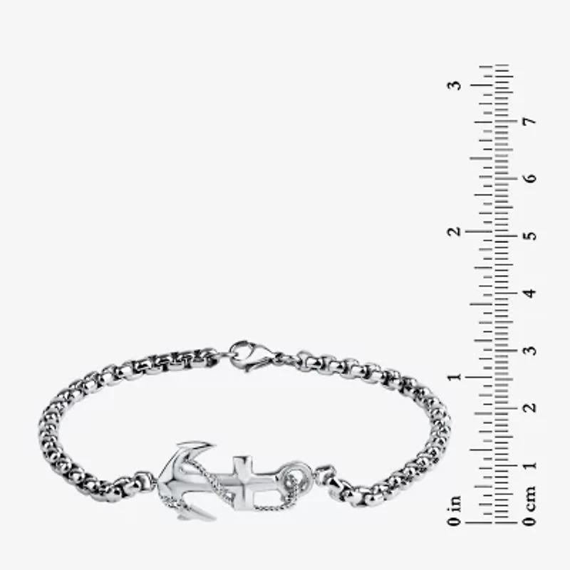 Mens Stainless Steel Hollow 8 1/2 Inch Link Bracelet