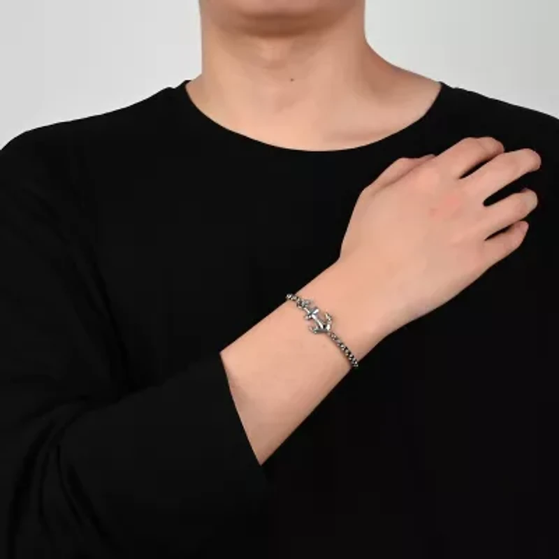 Mens Stainless Steel Hollow 8 1/2 Inch Link Bracelet