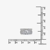 DiamonArt® Cubic Zirconia Sterling Silver 3-Stone Bridal Ring Set