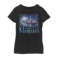 Disney Collection Little & Big Kid Girls Crew Neck Short Sleeve Regular Fit Ariel The Mermaid Graphic T-Shirt