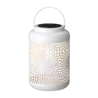 Glitzhome 8.75" White Metal Cutout Lanterns