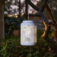 Glitzhome 8.75" White Metal Cutout Lanterns