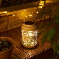 Glitzhome 8.75" White Metal Cutout Lanterns
