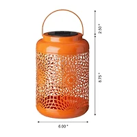 Glitzhome 8.75" Orange Metal Cutout Lanterns