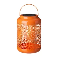 Glitzhome 8.75" Orange Metal Cutout Lanterns