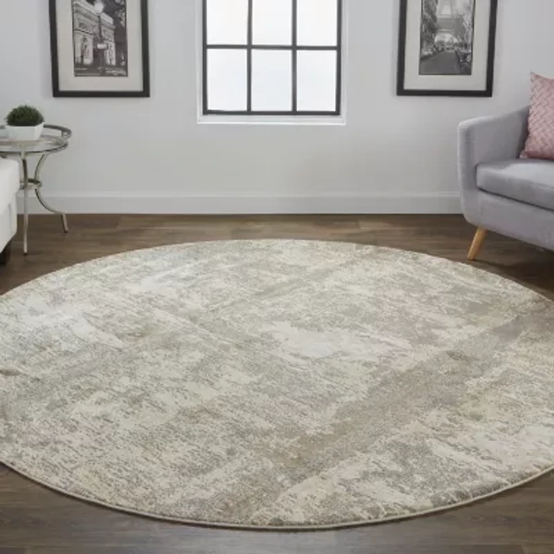 Weave And Wander Parker Abstract Machine Mad Indoor Round Area Rug