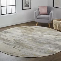 Weave And Wander Parker Abstract Machine Made Indoor Round Area Rug