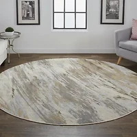 Weave And Wander Parker Abstract Machine Made Indoor Round Area Rug