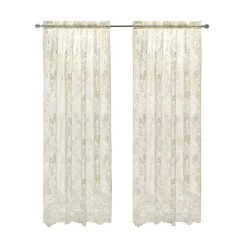 Limoges Rod Pocket Embroidered Sheer Single Curtain Panel