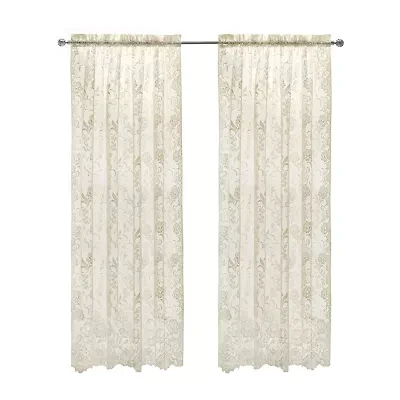 Limoges Rod Pocket Embroidered Sheer Single Curtain Panel