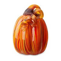 Glitzhome Multi Striped Glass Pumpkin Thanksgiving Tabletop Decor