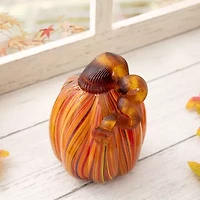 Glitzhome Multi Striped Glass Pumpkin Thanksgiving Tabletop Decor