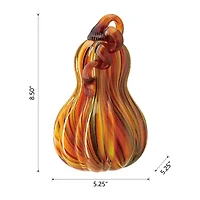 Glitzhome Multi Striped Glass Gourd Thanksgiving Tabletop Decor