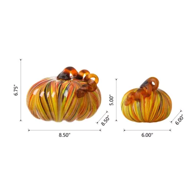 Glitzhome Glass Short Pumpkin 2-pc. Thanksgiving Tabletop Decor