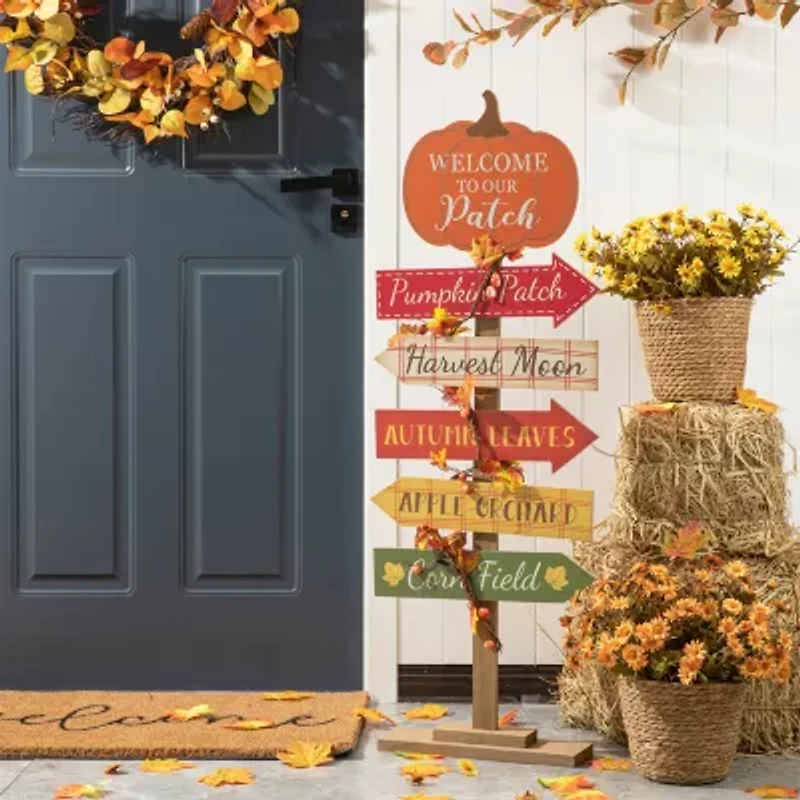 Glitzhome Fall Wooden Pumpkin Patch Thanksgiving Porch Sign