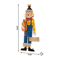 Glitzhome Fall Metal Scarecrow Thanksgiving Yard Art