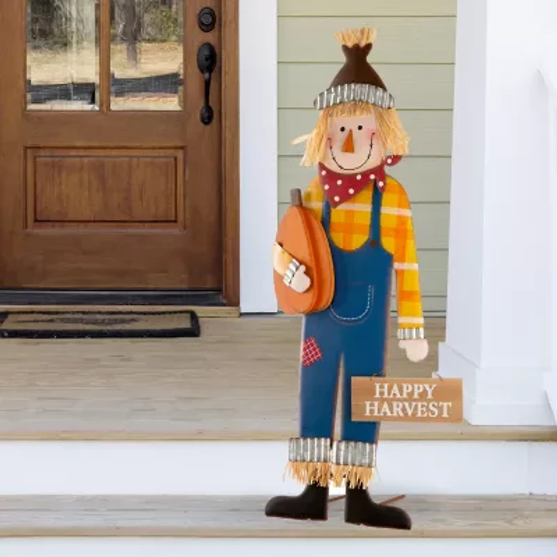 Glitzhome Fall Metal Scarecrow Thanksgiving Yard Art