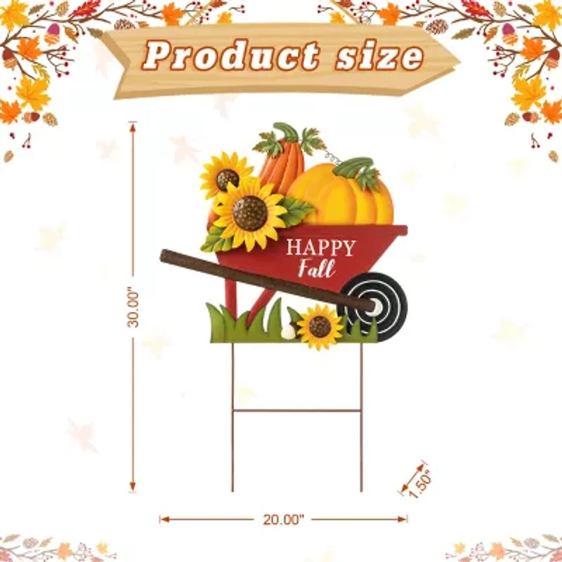 Glitzhome Fall Metal Pumpkin Thanksgiving Yard Art
