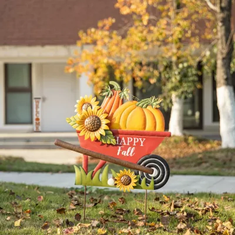 Glitzhome Fall Metal Pumpkin Thanksgiving Yard Art