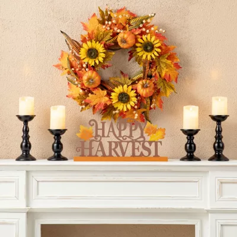 Glitzhome Wood And Metal Happy Harvest Thanksgiving Tabletop Decor