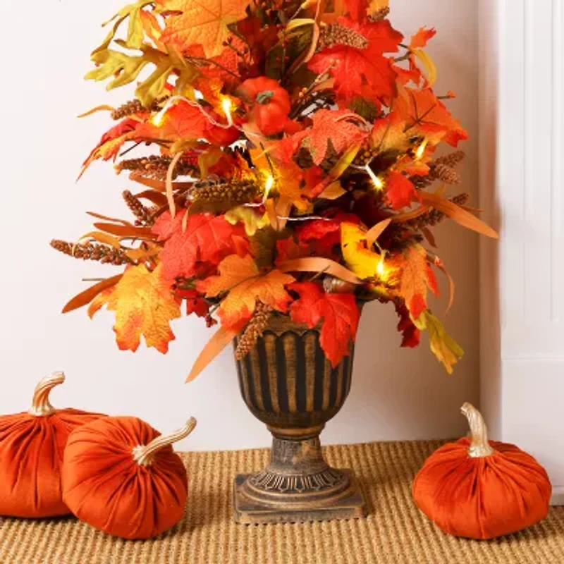 Glitzhome Fall Lighted Maple Leaves Tree Thanksgiving Porch Sign