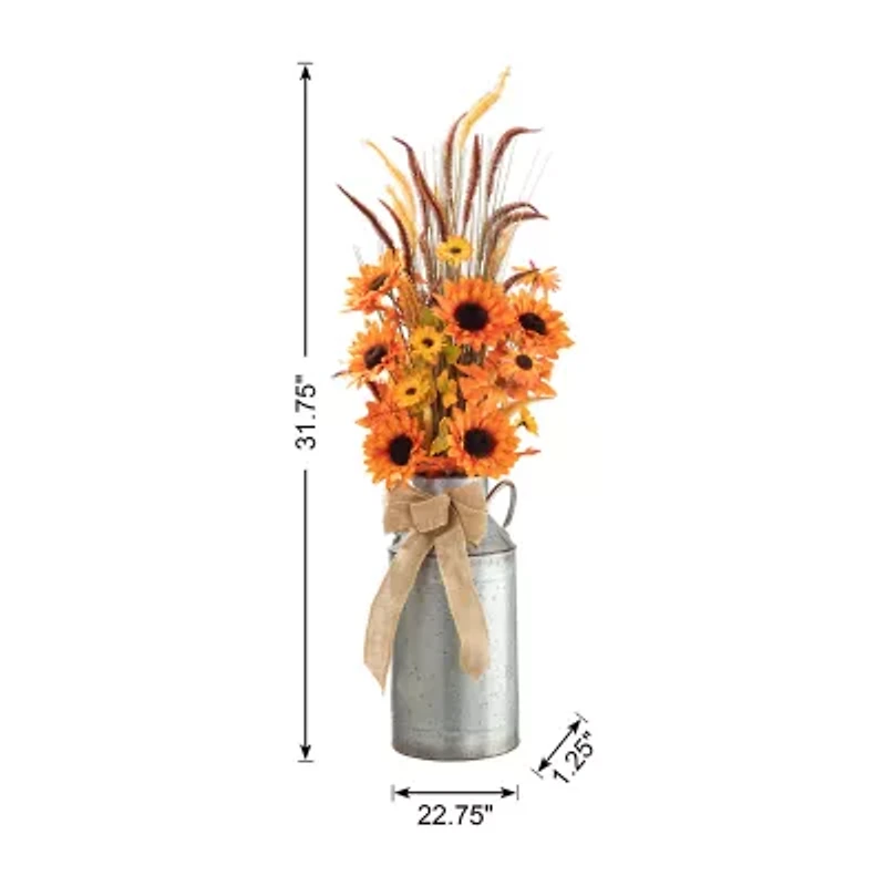 Glitzhome Fall Sunflower Leaf Potted Tree Thanksgiving Tabletop Decor