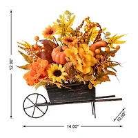 Glitzhome Fall Floral Cart Centerpiece Christmas Tabletop Decor