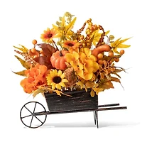 Glitzhome Fall Floral Cart Centerpiece Christmas Tabletop Decor