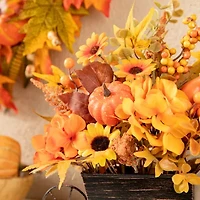 Glitzhome Fall Floral Cart Centerpiece Christmas Tabletop Decor