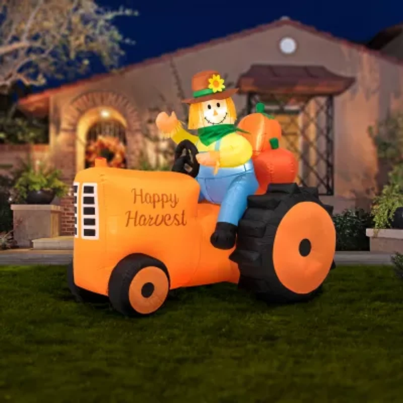 Glitzhome Fall Lighted Tractor Decor Thanksgiving Inflatable