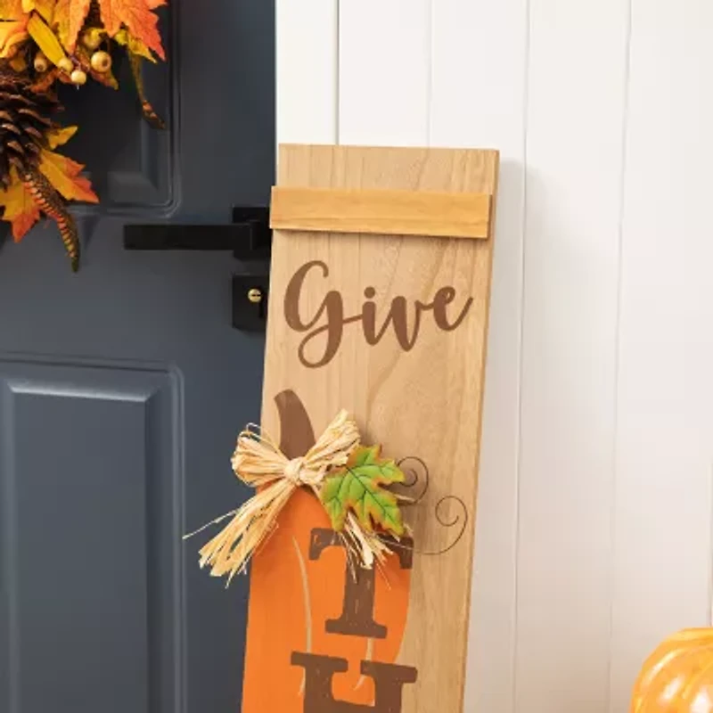 Glitzhome Harvest Wooden Pumpkin Thanksgiving Porch Sign