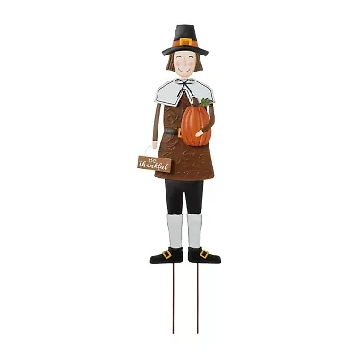 Glitzhome Metal Harvest Pilgrim Boy Thanksgiving Yard Art