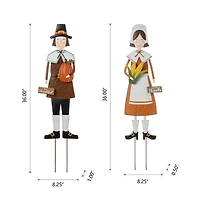 Glitzhome Set Of 2 Metal Harvest Thanksgiving Yard Art