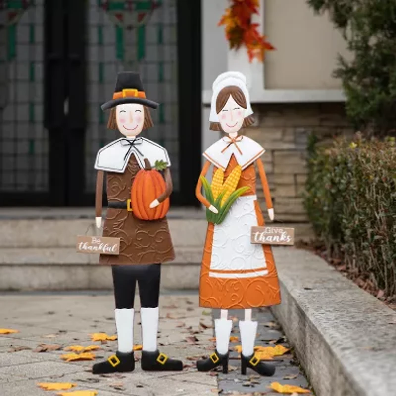 Glitzhome Set Of 2 Metal Harvest Thanksgiving Yard Art