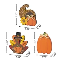 Glitzhome Harvest Wooden 3-pc. Thanksgiving Tabletop Decor