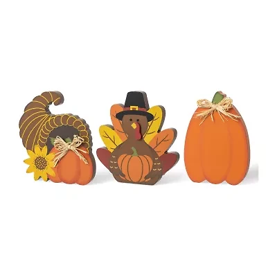Glitzhome Harvest Wooden 3-pc. Thanksgiving Tabletop Decor