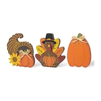 Glitzhome Harvest Wooden 3-pc. Thanksgiving Tabletop Decor