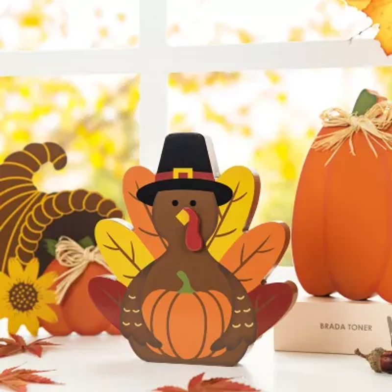 Glitzhome Harvest Wooden 3-pc. Thanksgiving Tabletop Decor