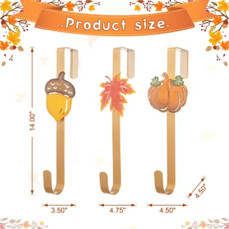 Glitzhome Fall Metal Wreath 3-pc. Wall Hook