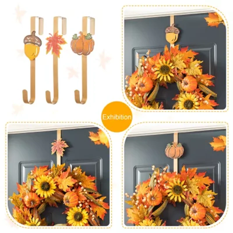 Glitzhome Fall Metal Wreath 3-pc. Wall Hook