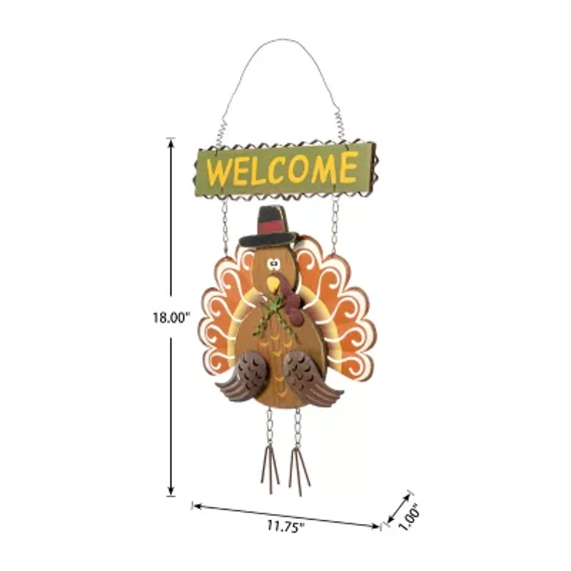 Glitzhome Iron/Wooden Turkey Welcome Decor Wall Art
