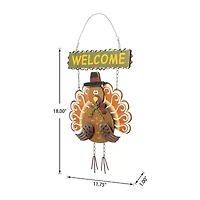 Glitzhome Iron/Wooden Turkey Welcome Decor Wall Art