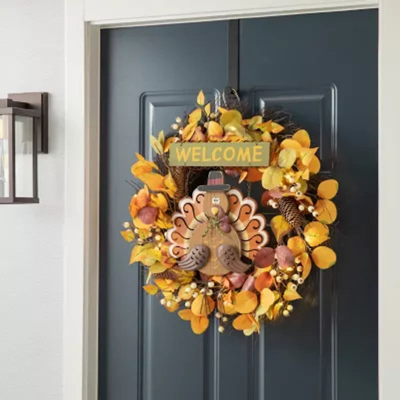 Glitzhome Iron/Wooden Turkey Welcome Decor Wall Art