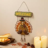 Glitzhome Iron/Wooden Turkey Welcome Decor Wall Art
