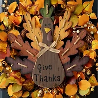 Glitzhome Burlap/Wooden Turkey Decor Wall Art