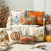 Glitzhome Faux Burlap Pumpkin Throw Pillow Cover