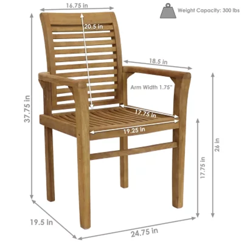 Teak Traditional Slat Style Patio Dining Chair
