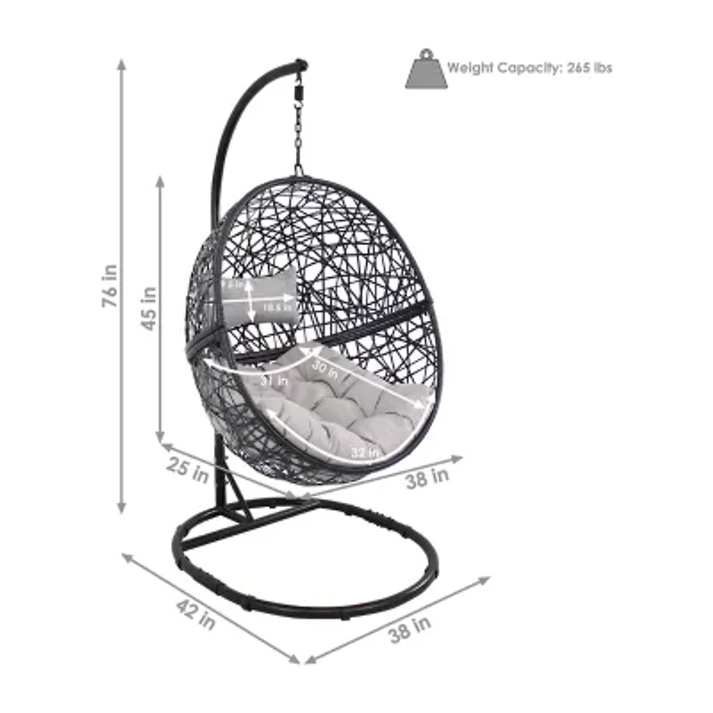 Jackson Outdoor Hanging Egg Chair with Stand Gray